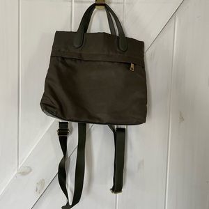 A new day, army green, gold hardware, small backpack. Bag purse Spring school